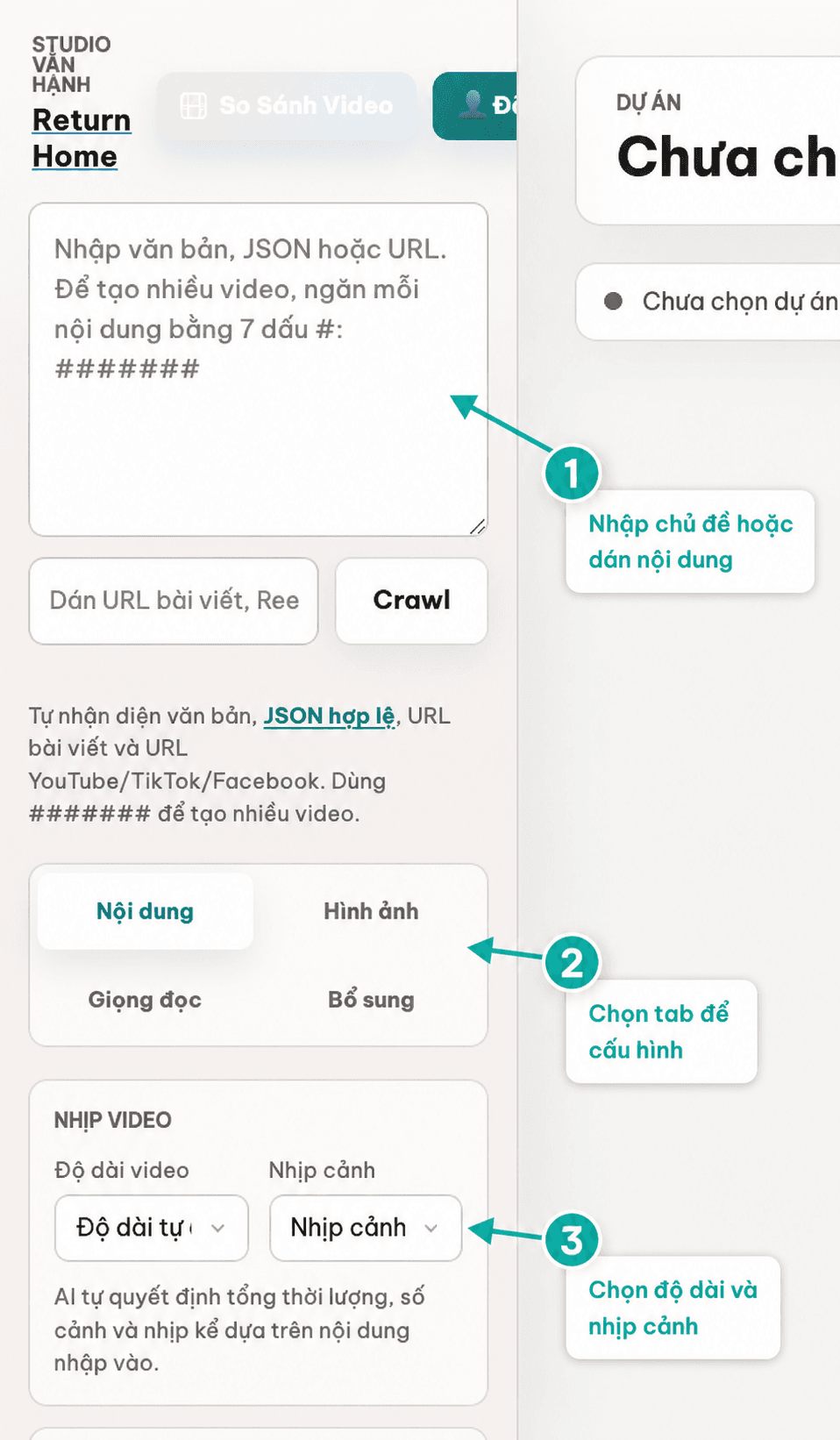 Hướng dẫn tab Nội dung của HTMLVideo